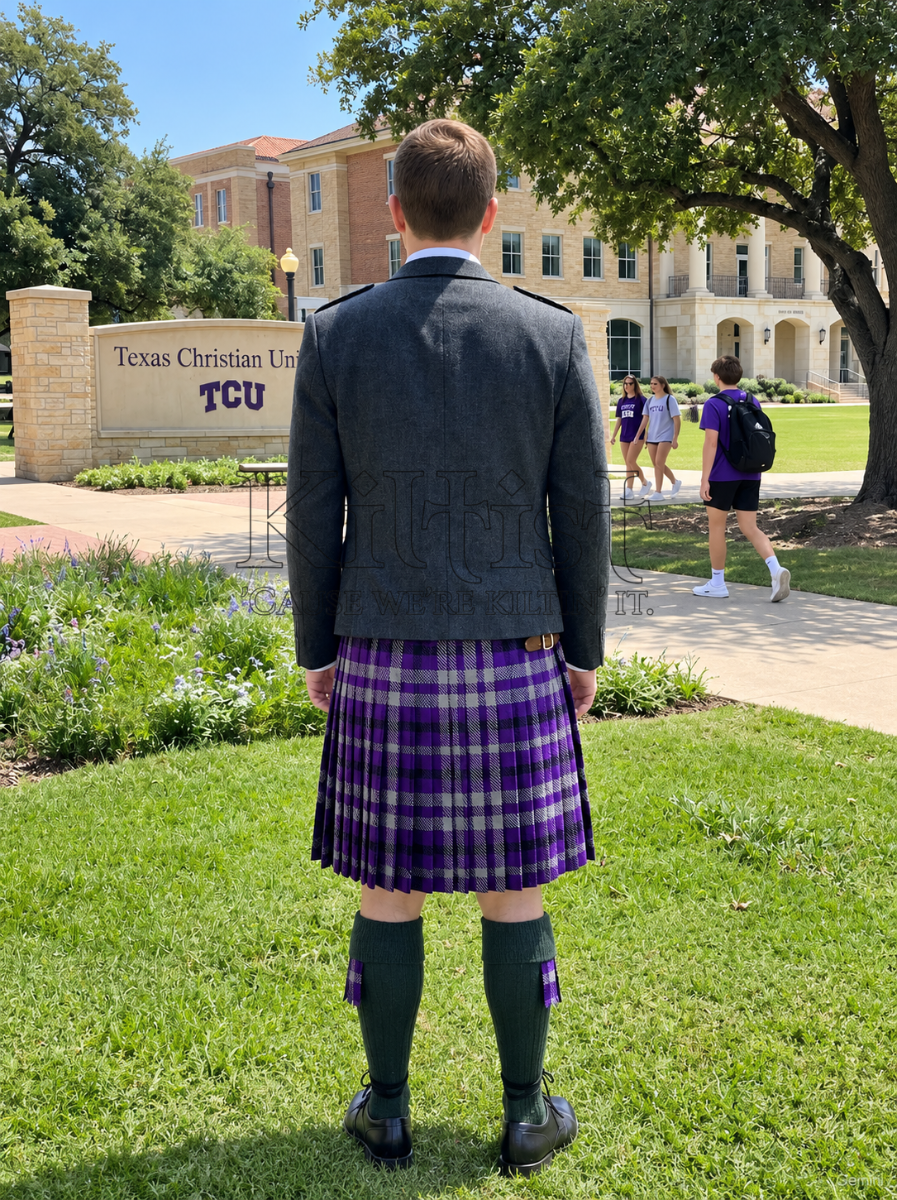 Men’s Texas Christian University Tartan Kilt