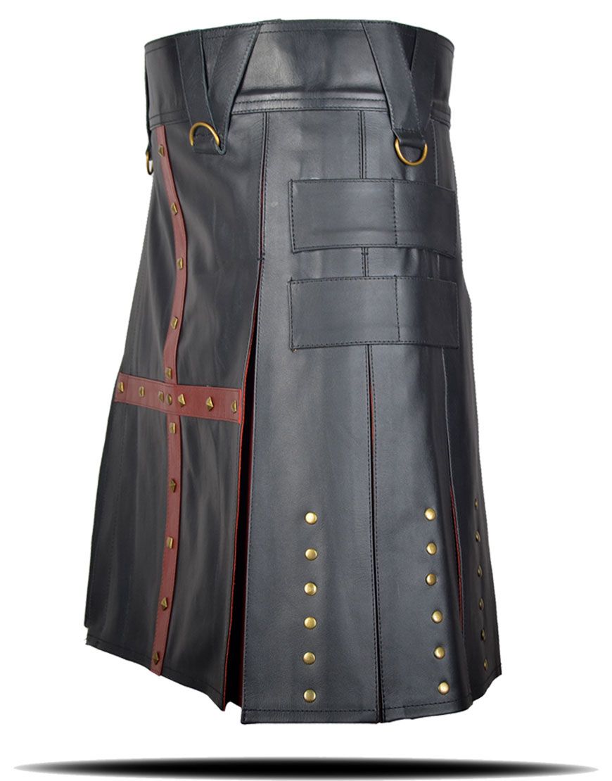 Gothic Punk Black Original Leather Kilt 