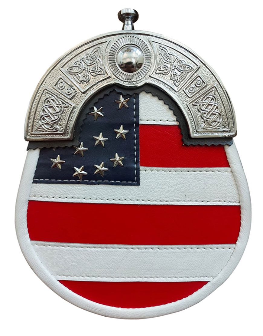 USA American Flag Leather Sporran
