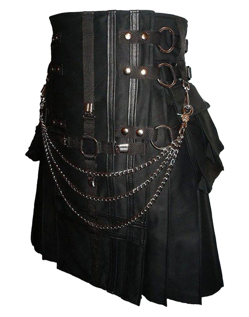 Utility Kilt Cross Gothic Cargo Pockets