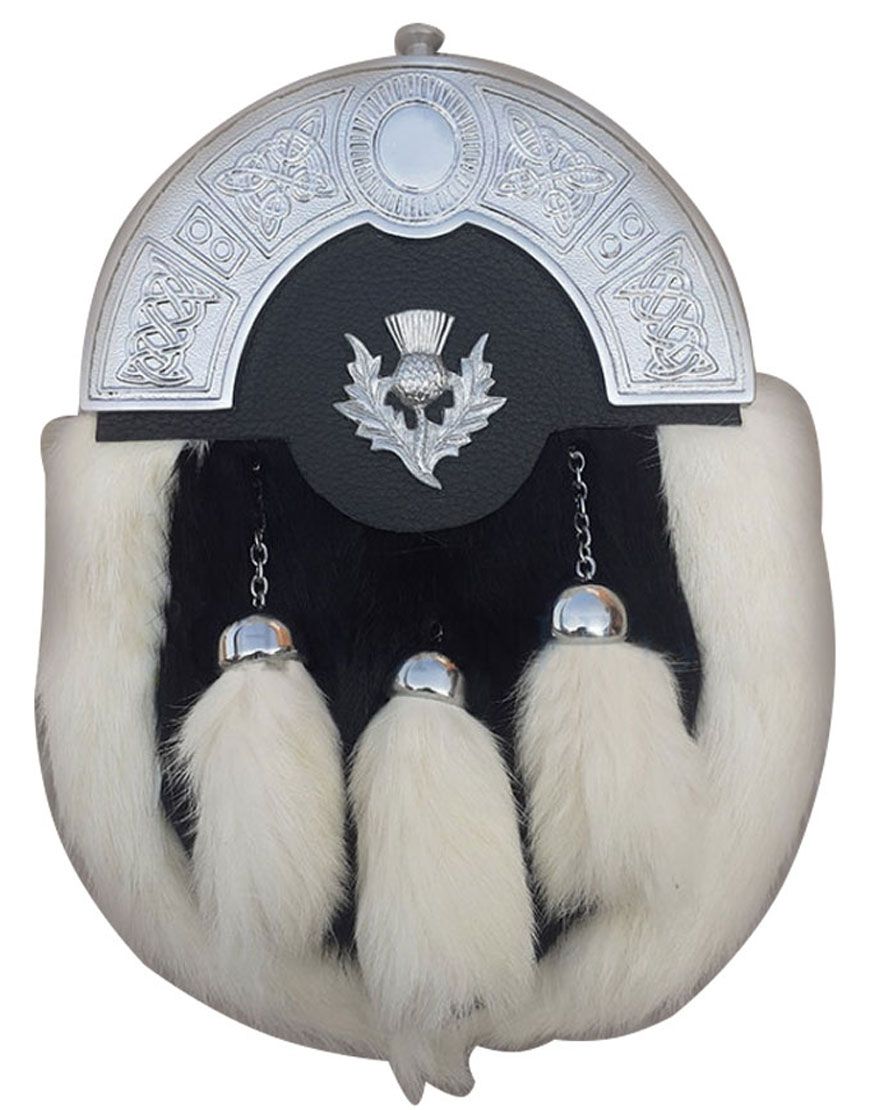 White And Black Rabbit Fur Full Dress Sporran