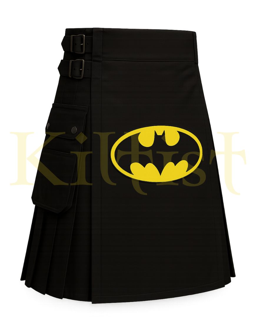 Yellow Batman Logo Cotton Utility Kilt