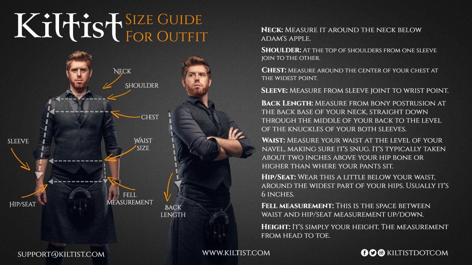 kilt outfit size guide