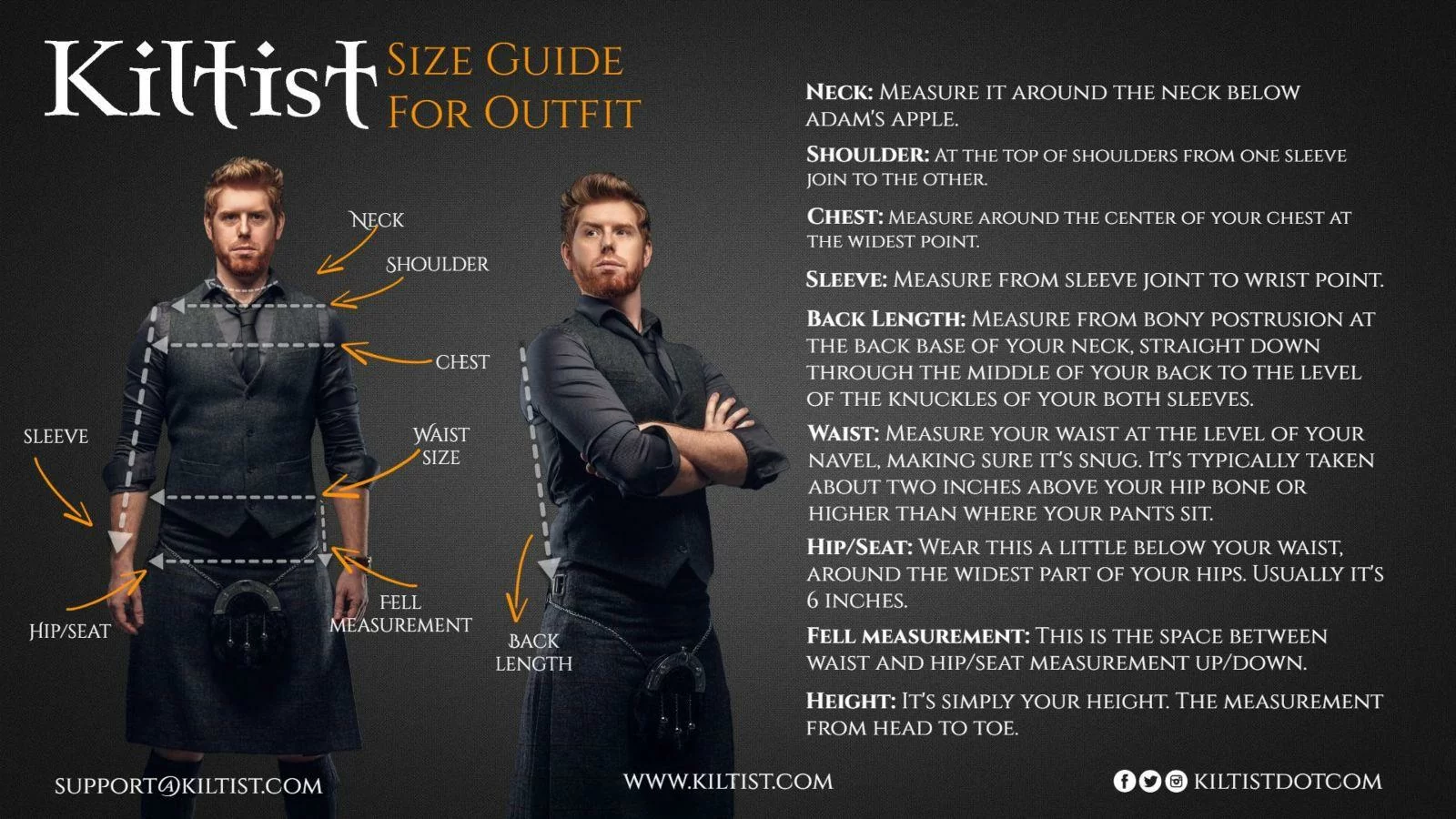 kilt outfit size guide