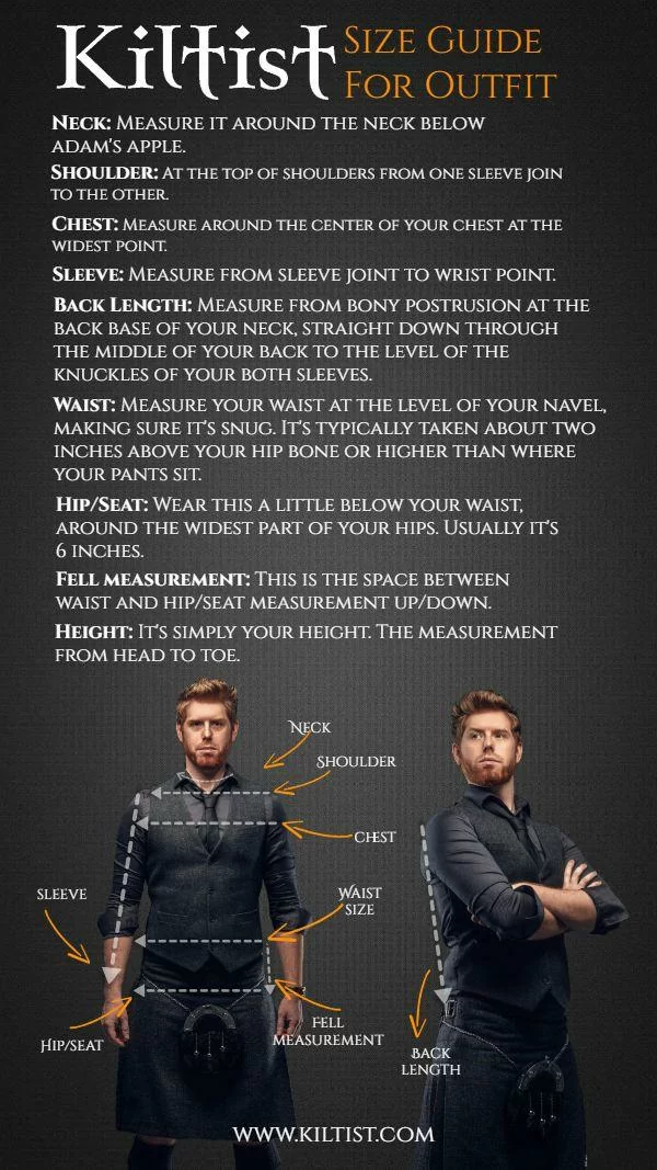 kilt outfit size guide